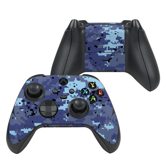 Xbox controller skin with digital sky camo pattern, buttons and sticks visible
