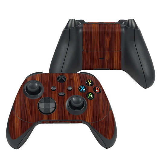 Dark rosewood Xbox Series X controller skin with button cutouts and analog sticks