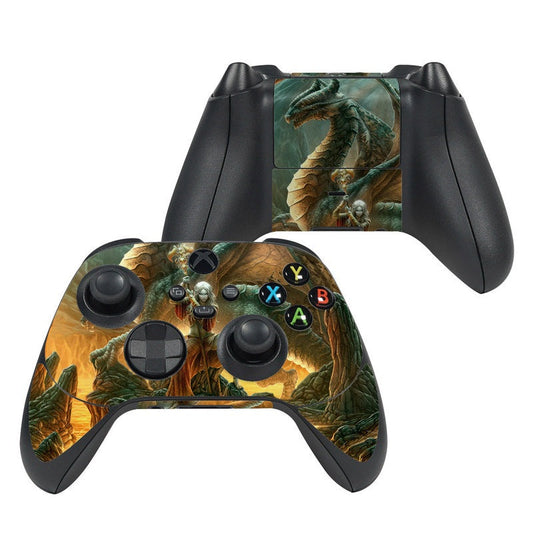 Xbox Series X controller skin with dragon mage artwork on grips and buttons