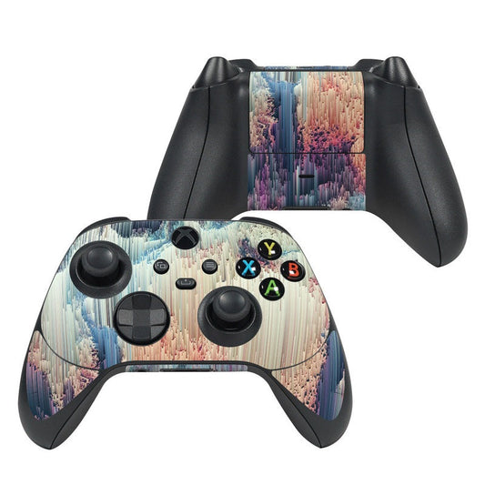Xbox Series X controller skin with pastel vertical forest and ABXY button overlays