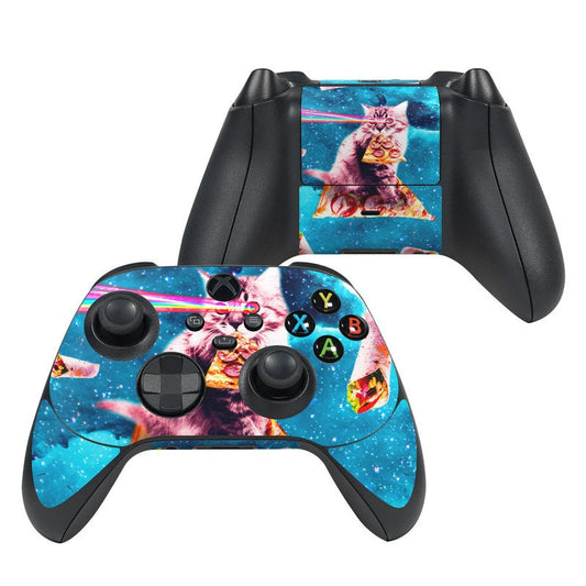 Xbox controller skin with colorful space cat graphic and button cutouts