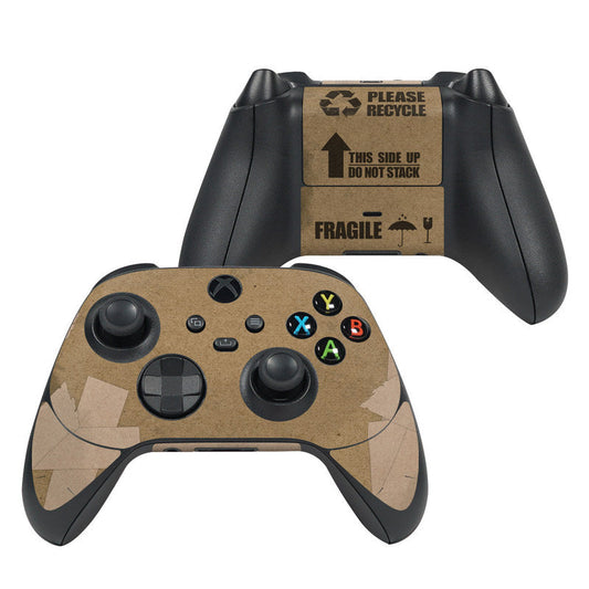 Xbox Series X controller skin with tan camouflage pattern and multicolor button icons