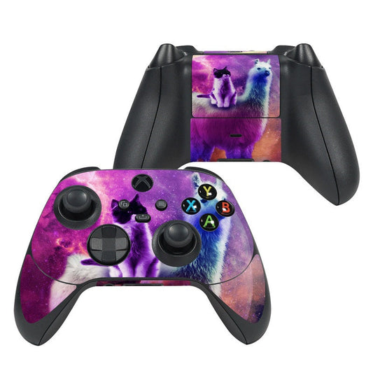 Xbox Series X controller skin with purple space animal graphics and button layout