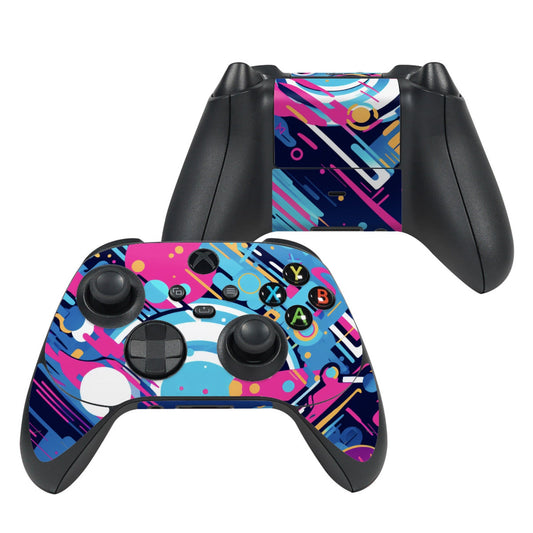 Xbox Series X controller skin with colorful abstract geometric pattern