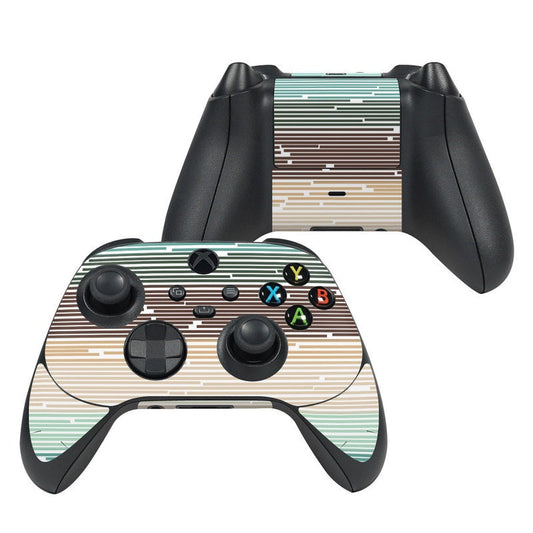 Xbox controller skin with horizontal stripe graphic and colored button icons