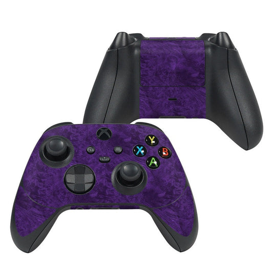 Purple Xbox Series X controller skin with textured finish and colored button decals
