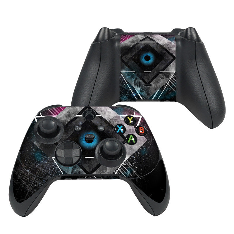Luna Xbox Series X controller skin with galaxy blue and geometric diamond design