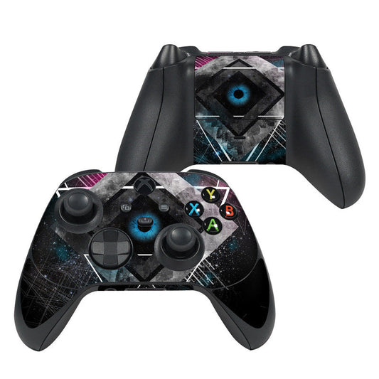 Luna Xbox Series X controller skin with galaxy blue and geometric diamond design