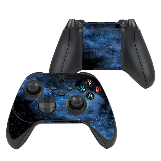 Galaxy Xbox controller skin with blue starry artwork and colored button icons