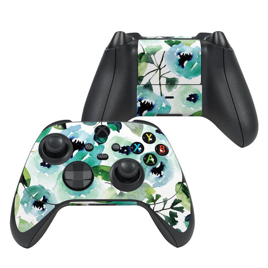 Xbox Series X controller skin, watercolor peony floral pattern on front and grips