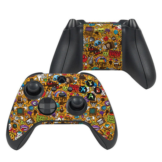 Xbox Series X controller skin, colorful cartoon icons and colored buttons