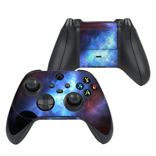 Pulsar Xbox Series X controller skin with blue-purple cosmic galaxy design