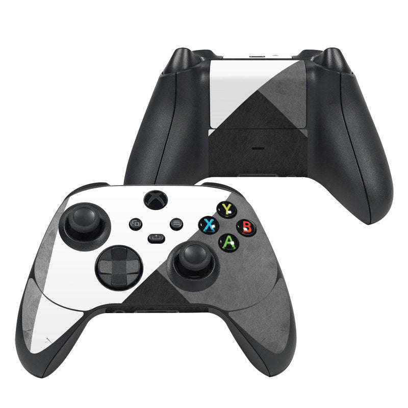 Xbox Series X controller skin with black-and-white geometric design over buttons