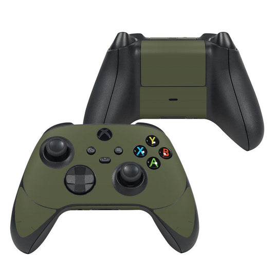Xbox Series X controller skin, olive drab with colored ABXY buttons accents
