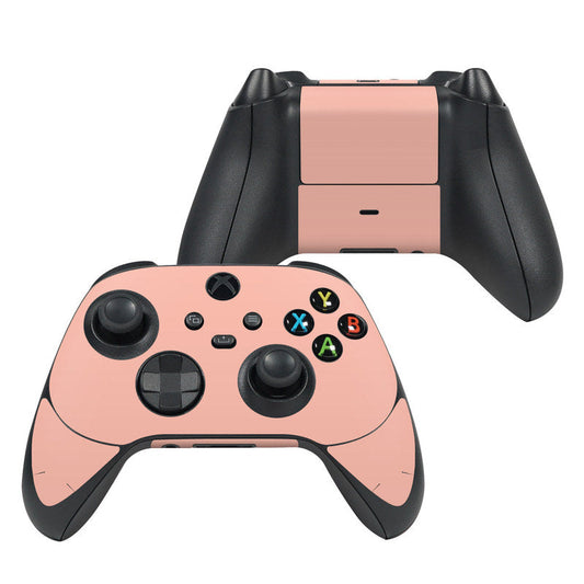 Peach Xbox controller skin with black buttons and colored ABXY icons
