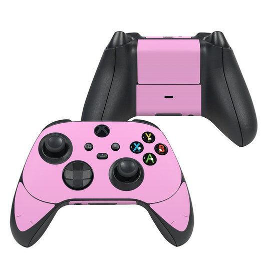 Pink Xbox Series controller skin with colored face buttons and joystick cutouts