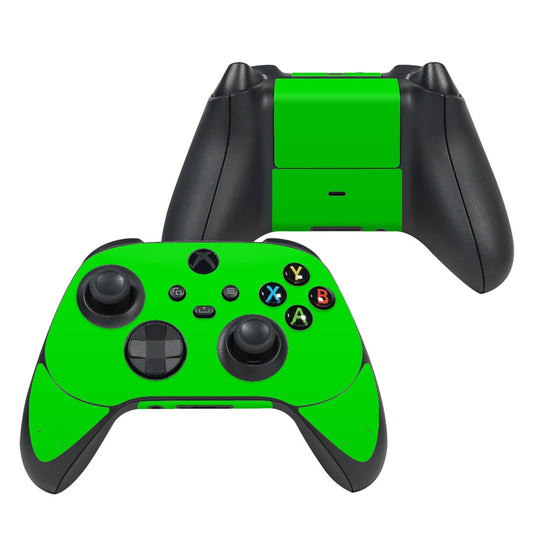 Xbox Series X controller skin, bright green with black thumbsticks and Xbox button icons