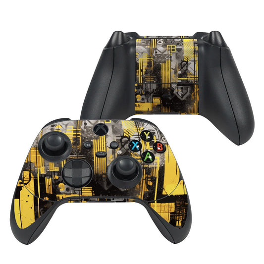 Xbox Series X controller skin with yellow circuit design and black button accents