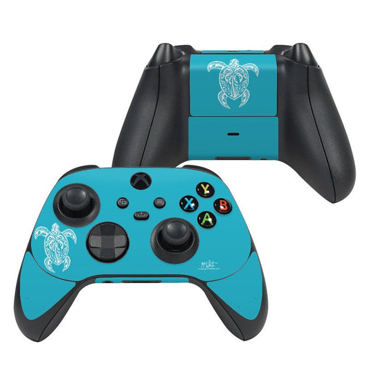 Turquoise Xbox Series X controller skin with Turtle graphic and colored ABXY buttons