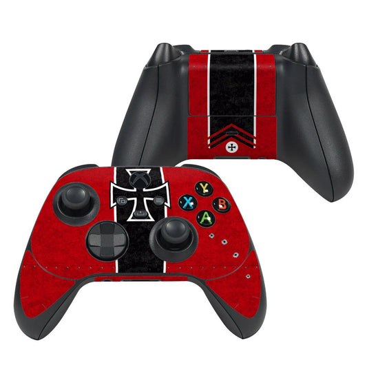 Xbox Series X controller skin decal set with red, black, and button logo design