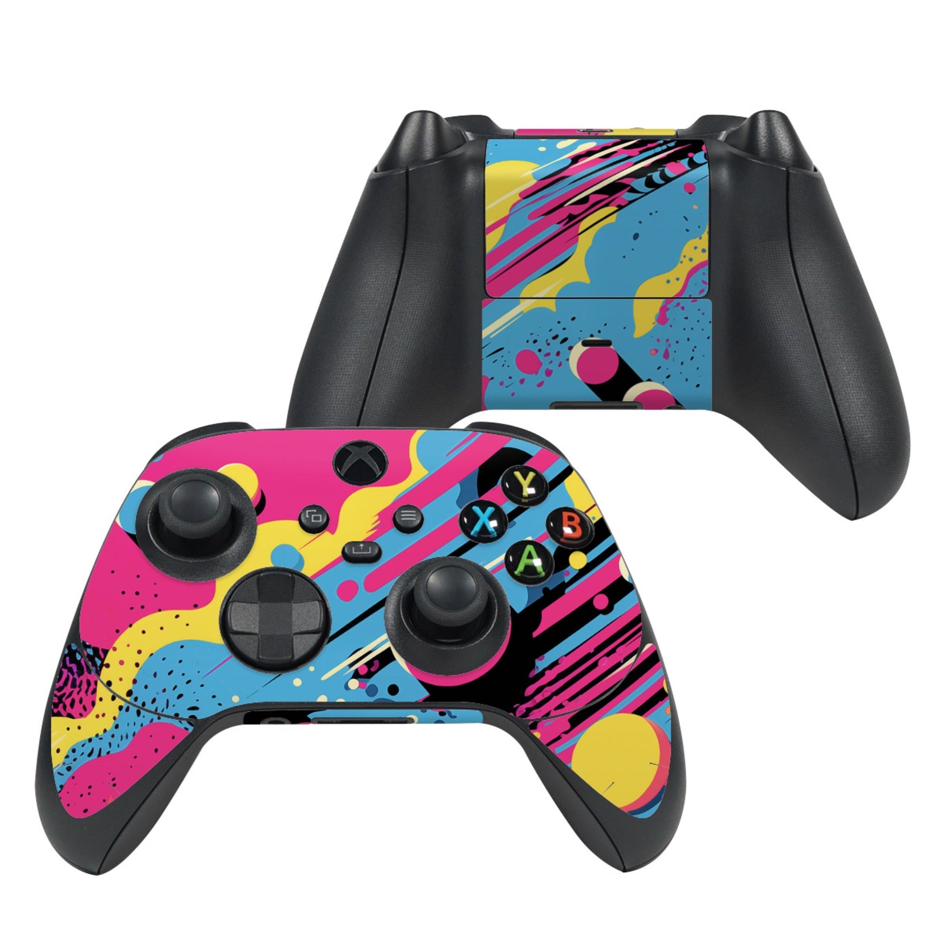 Microsoft Xbox Series X controller skin with colorful abstract splash pattern