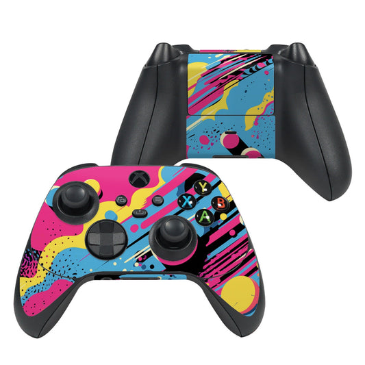 Microsoft Xbox Series X controller skin with colorful abstract splash pattern