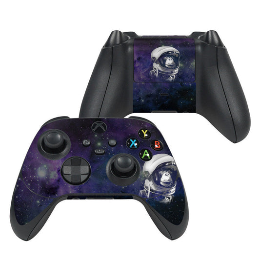 Purple galaxy Xbox controller skin with astronaut graphic and multicolor ABXY buttons