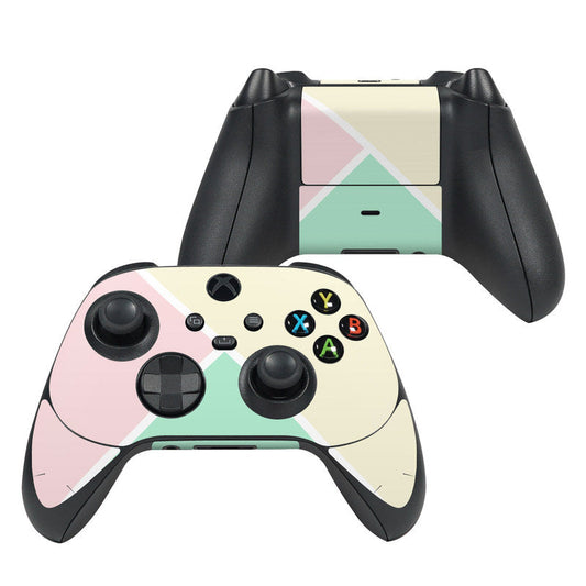 Xbox Series X controller skin with pastel geometric design and colored button logos