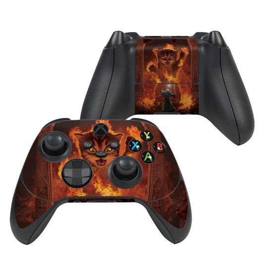 Xbox controller skin with fiery cat art and A/B/X/Y button labels